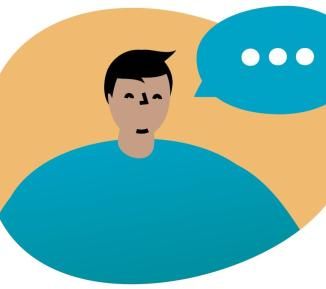 Graphic of a man talking
